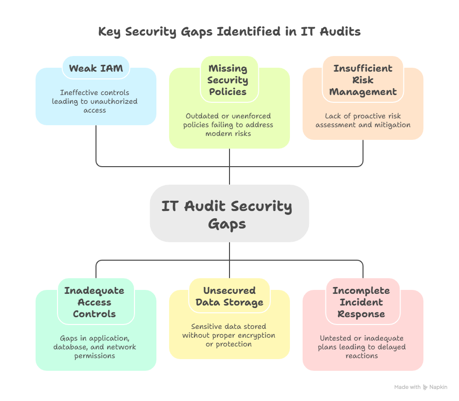 Infographic showing the key security gaps in IT audit.