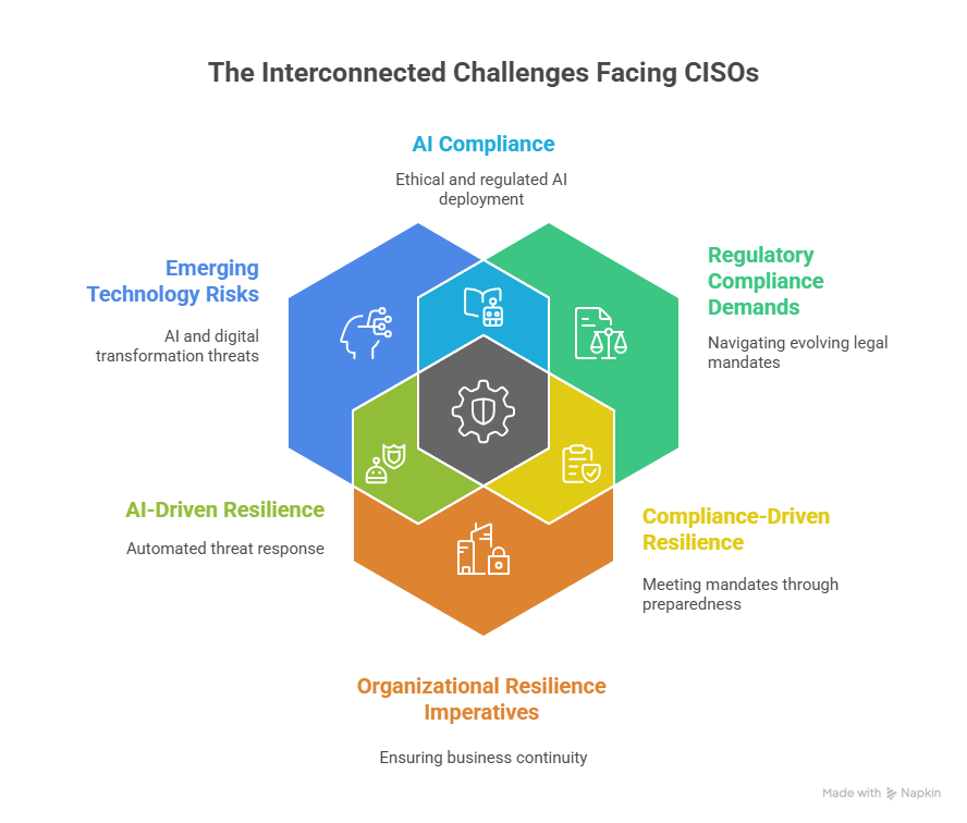 Infographic showing the top CISOs challenges in cybersecurity
